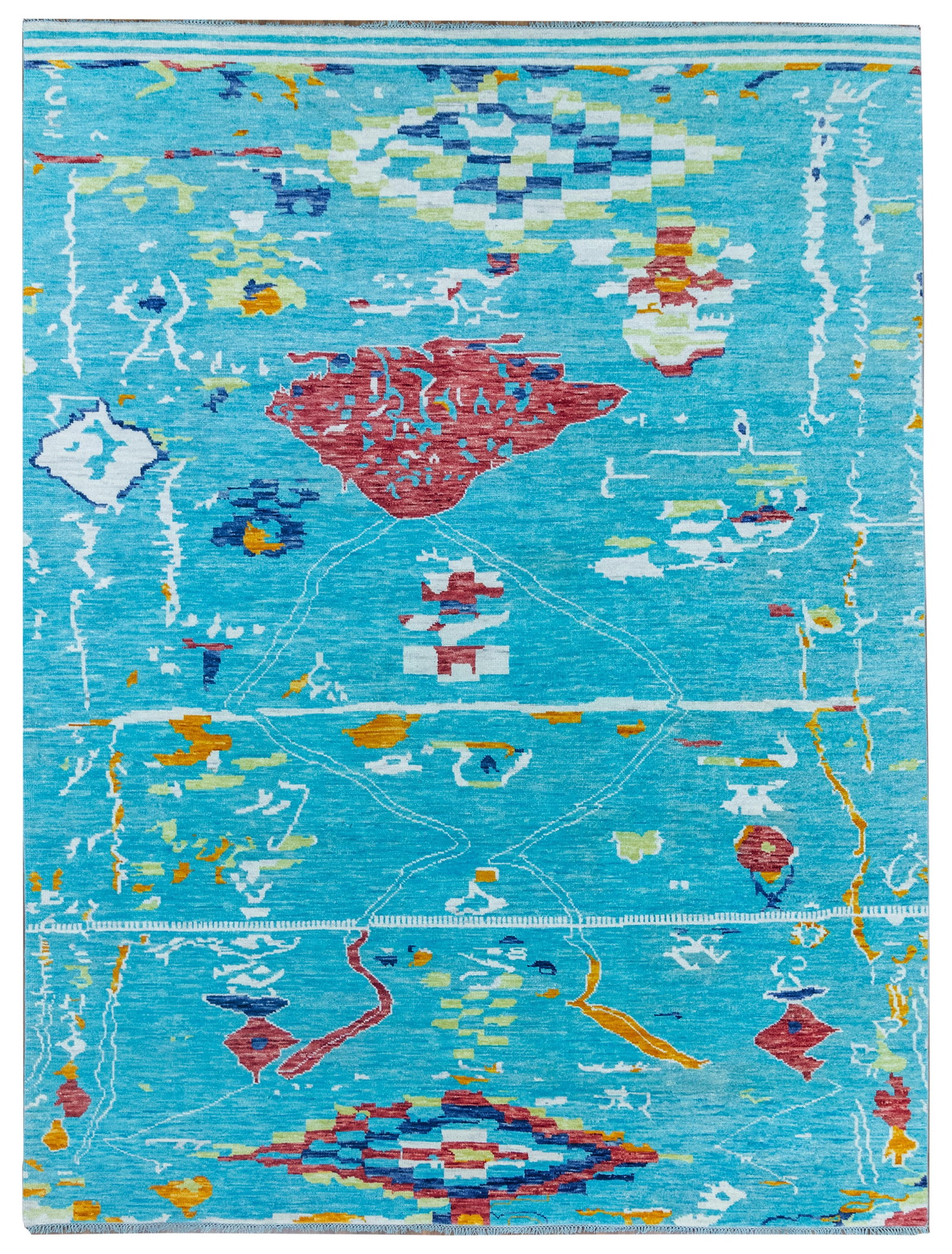 Handmade 9' x 12' Turquoise Wool Modern Transitional Rug: Handmade 9' x 12' Turquoise Wool Modern Transitional Rug Free continental US Shipping Enhance your living space with this stunning 9.0 x 12.0 Turquoise Quality Wool New Handmade Modern Transitional Ru