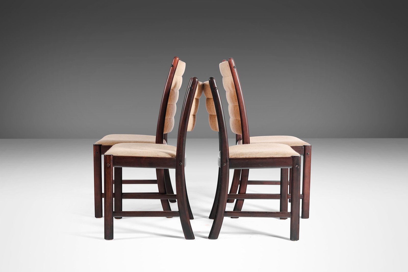 Danish Modern Dining Chairs Set of 4 Afromosia 1970s Knit Fabric (1 of 10)