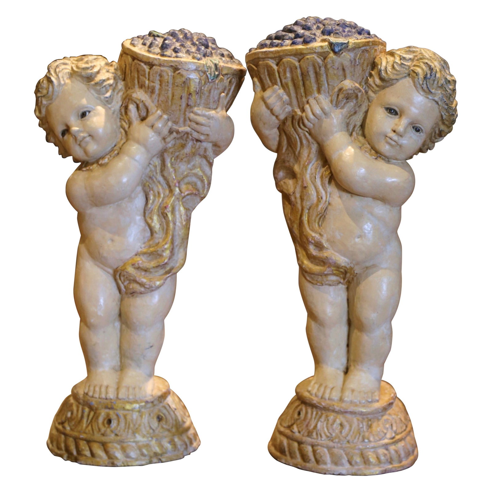 Set of 2 19th Century Italian Hand-Carved Bacchus Statues (1 of 10)