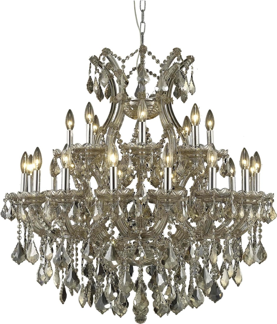 Maria Theresa Rococo Bowl Chandelier 24-Light Royal-Cut Crystal Gold Teak Finish (1 of 1)