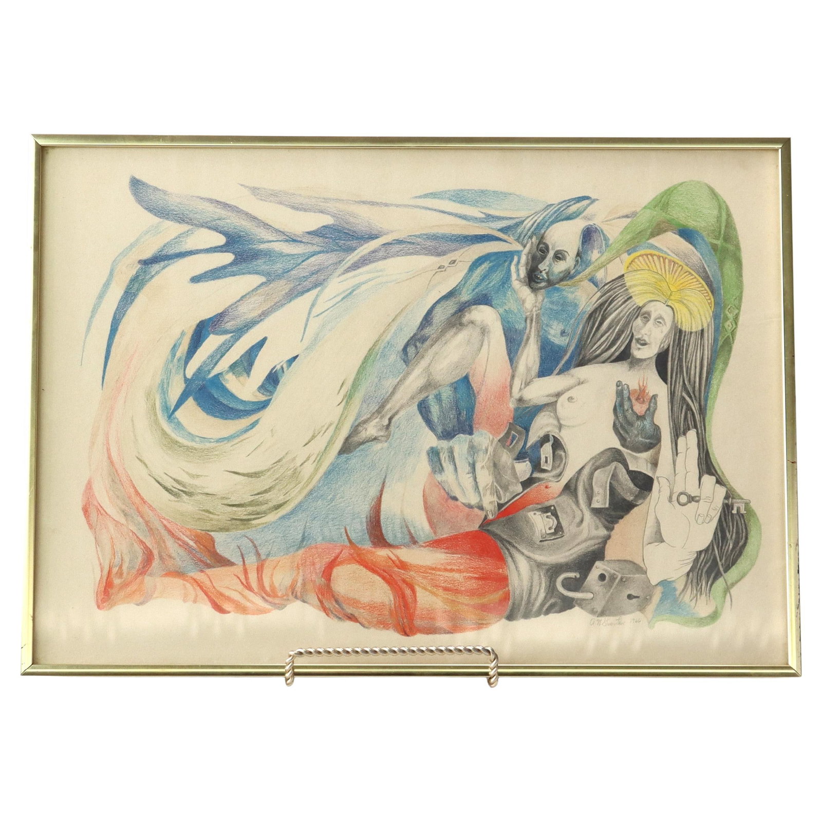 Surrealist Colored Pencil Drawing The Annunciation by A W Guenther 1966: Surrealist Colored Pencil Drawing The Annunciation by A W Guenther 1966 Explore the vintage surrealist colored pencil drawing titled 'The Annunciation' by A. W. Guenther, created in 1966. This captiva