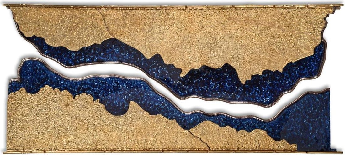 John-Richard Sand Sea Wall Sculpture Hammered Aluminum Frame: John-Richard Sand Sea Wall Sculpture Hammered Aluminum Frame This stunning Elegant Sand and Sea Wall Art Set is a captivating addition to any decor. Featuring a beautiful depiction of sand and sea,