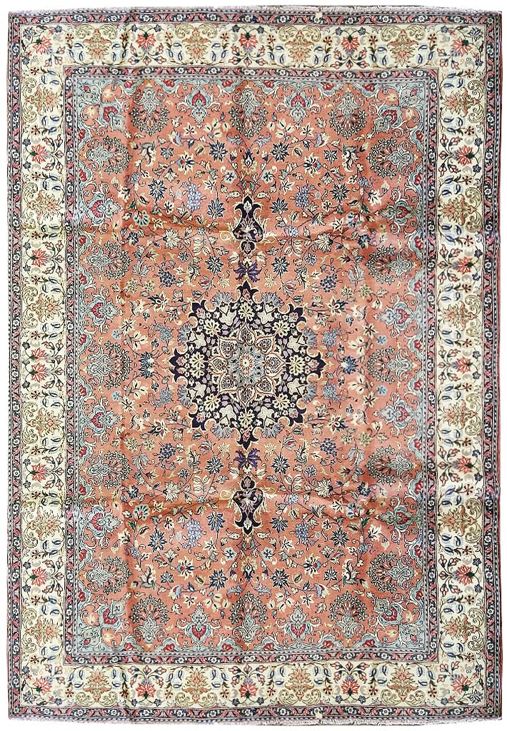8 x 11.5 Hand-Knotted Persian Coral Orange Area Rug Najafabad: 8 x 11.5 Hand-Knotted Persian Coral Orange Area Rug Najafabad Free continental US Shipping Enhance your living space with the stunning 8 x 11.5 Persian Coral Orange Rug from Najafabad, Esfahan, a