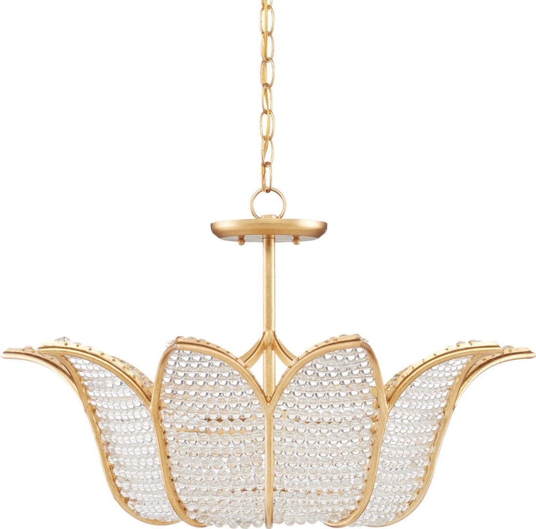 Currey Bebe Chandelier Clear Gold Leaf Bowl 3 Bulb Adjustable (1 of 7)