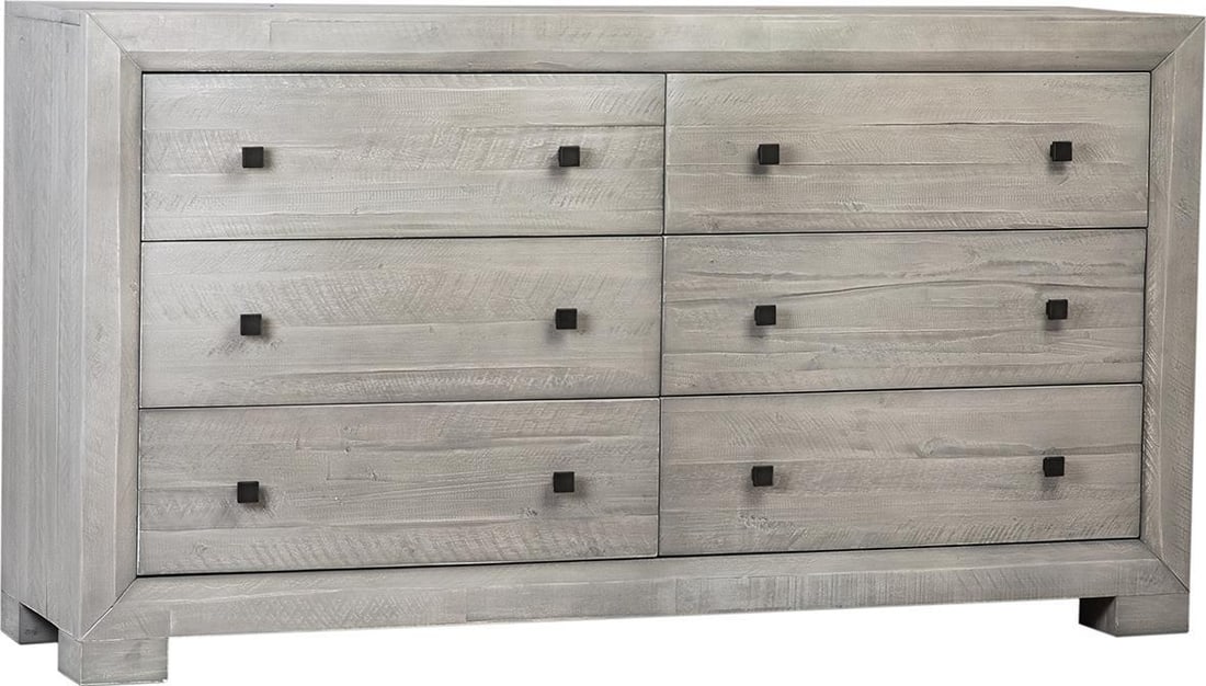 Clancy Collection Solid Acacia Gray Dresser 66W 36H 19D (1 of 1)
