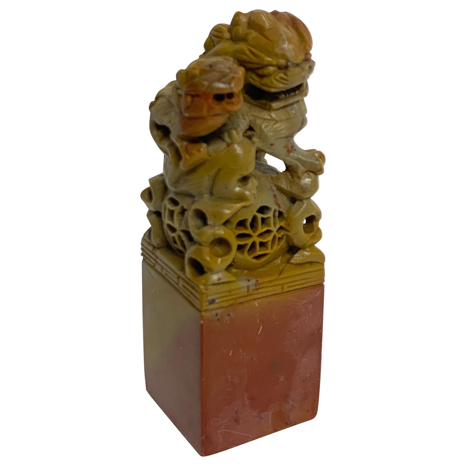 Hand-Carved Soapstone Chinese Export Foo Dog Scholars Seal 4.5 Inch (1 of 11)