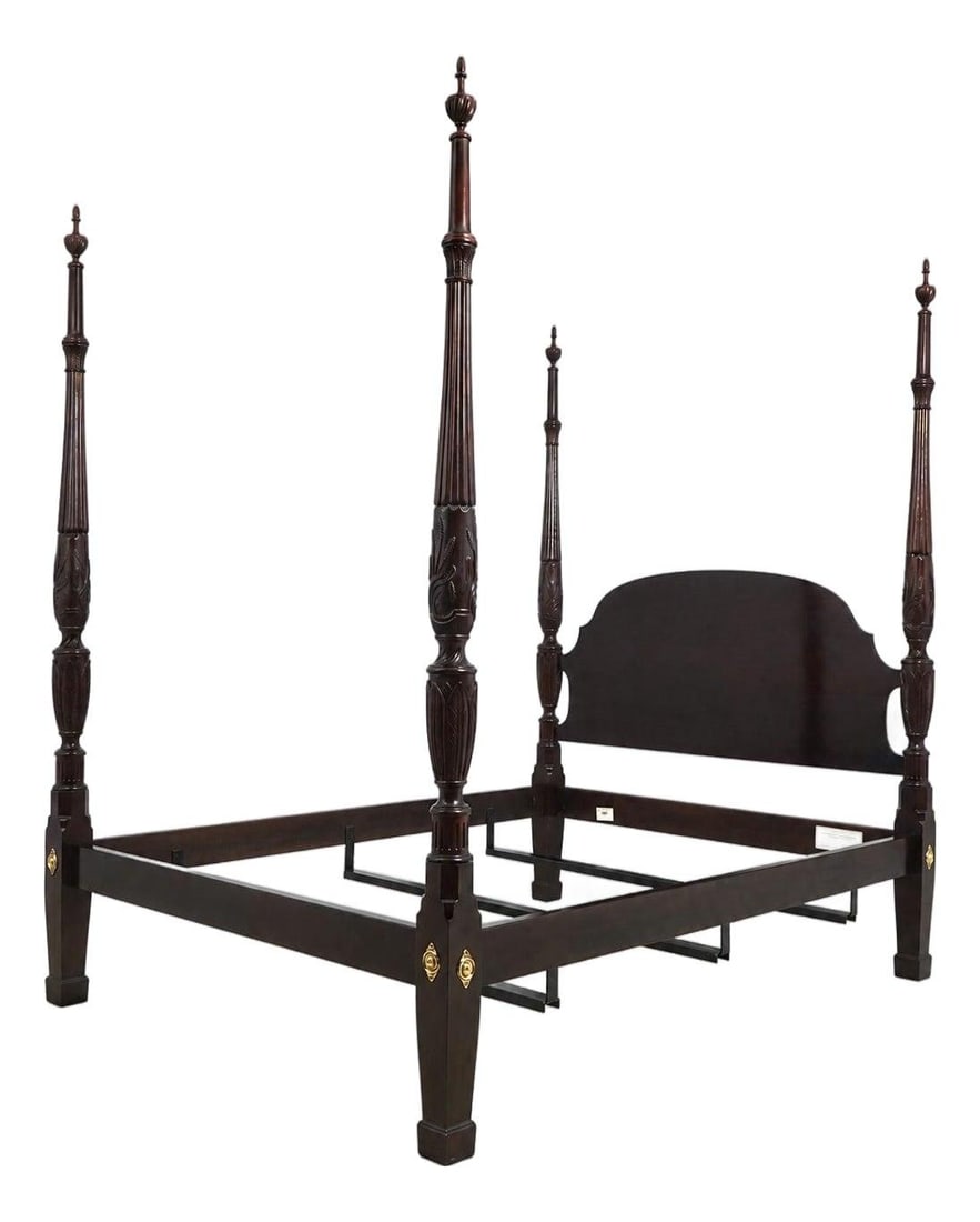 Queen Mahogany Four Post Bed by Stickley Rice Carved (1 of 10)