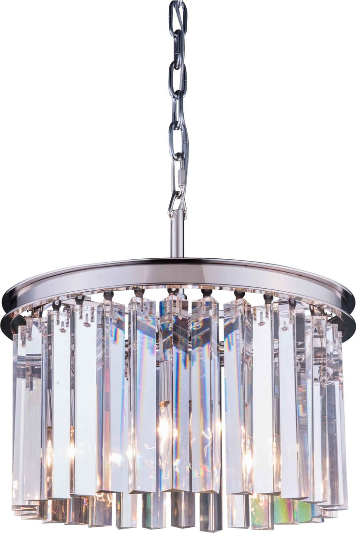 Elegant Lighting Sydney Pendant Lamp Crystal Nickel Finish 3 Bulb: Elegant Lighting Sydney Pendant Lamp Crystal Nickel Finish 3 Bulb Illuminate your space with the elegant Sydney Pendant Light, featuring a stunning combination of royal-cut crystal and a polished nick