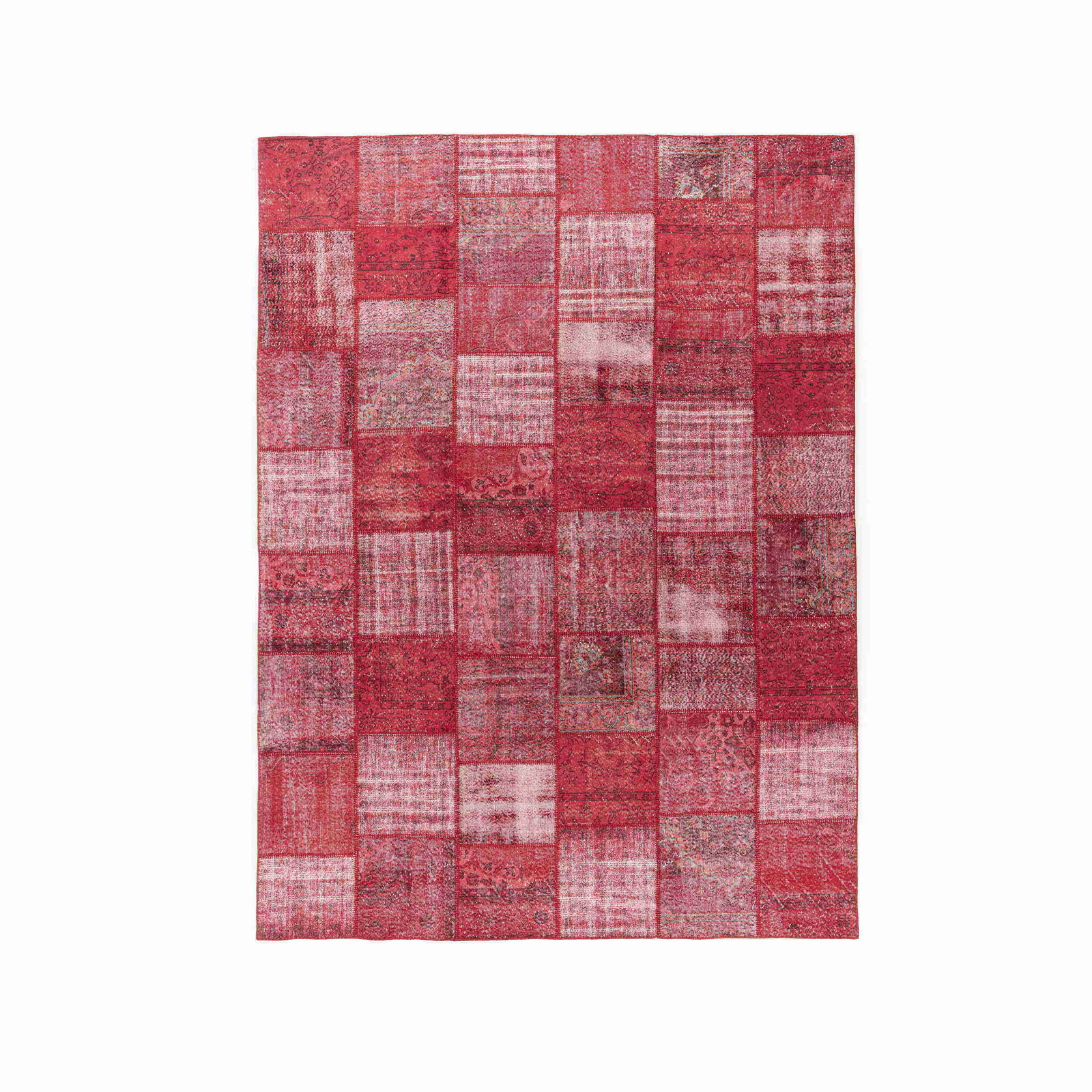 Authentic Handmade Patchwork Wool Carpet 116.5 x 156.7 Inches: Authentic Handmade Patchwork Wool Carpet 116.5 x 156.7 Inches This authentic handmade patchwork carpet is crafted from high-quality wool on wool, showcasing exquisite double knots in its weaving. The 