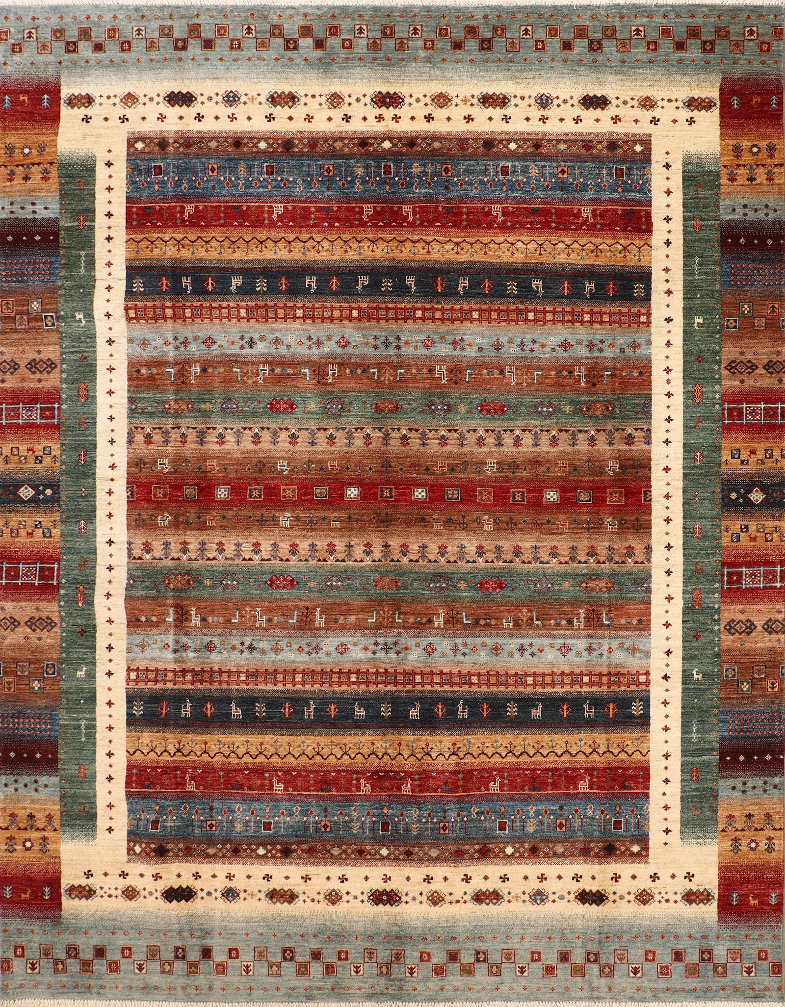8' x 10' Soltani Ziglar Rug Handmade in Pakistan Fine Ghazni Wool Multi-Color (1 of 6)