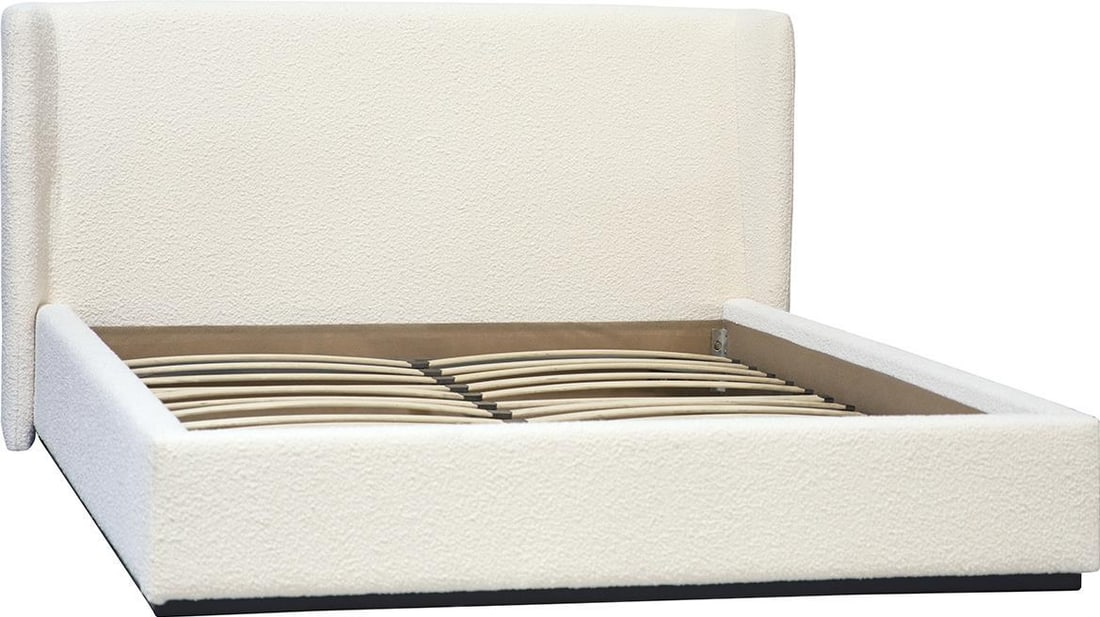 Cream Tobias Bed English Traditional Style Birch Wood Boucle (1 of 6)