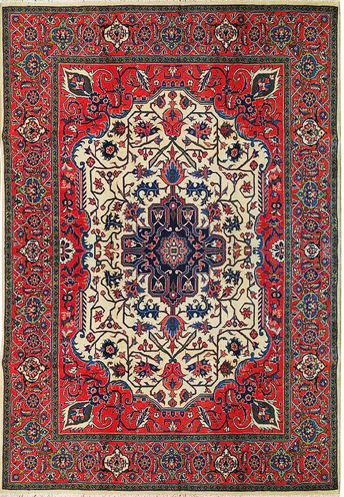 Exquisite 7' x 8' 8" Ivory Persian Lilihan Sarouk Rug Handcrafted Artistry (1 of 6)