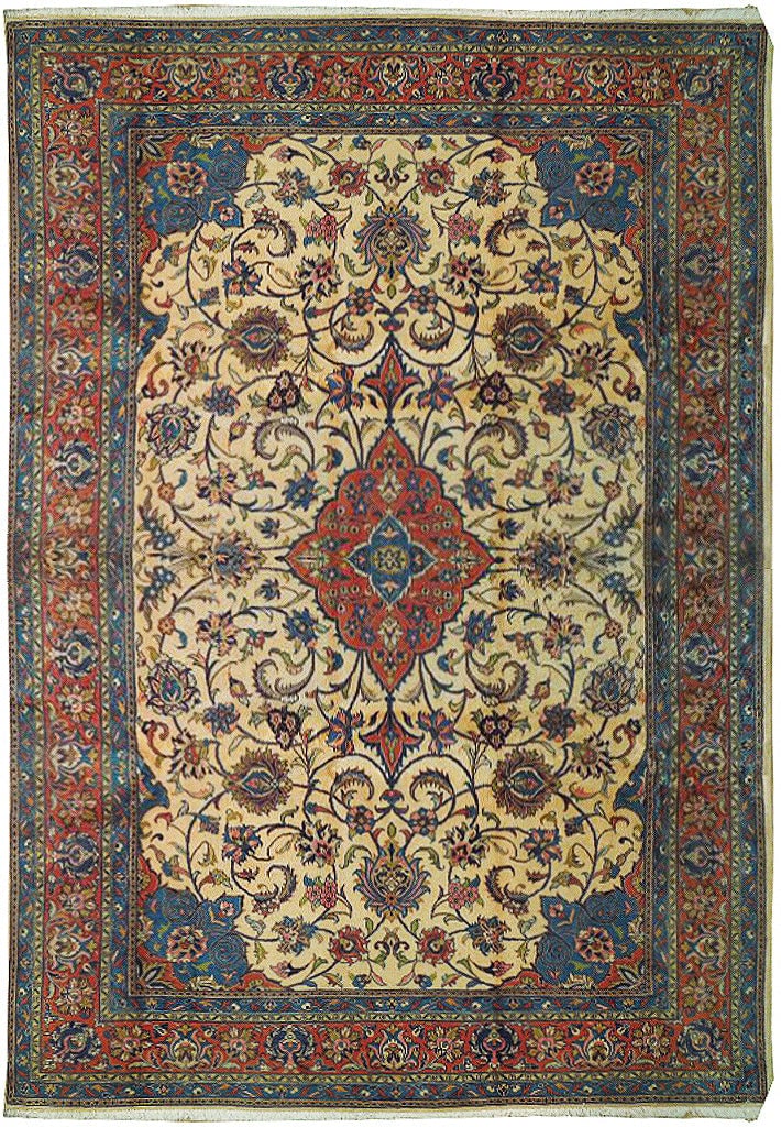 Ivory Fine Persian Tabriz Rug 8'2 x 11'8 Handcrafted Artisan Design (1 of 7)