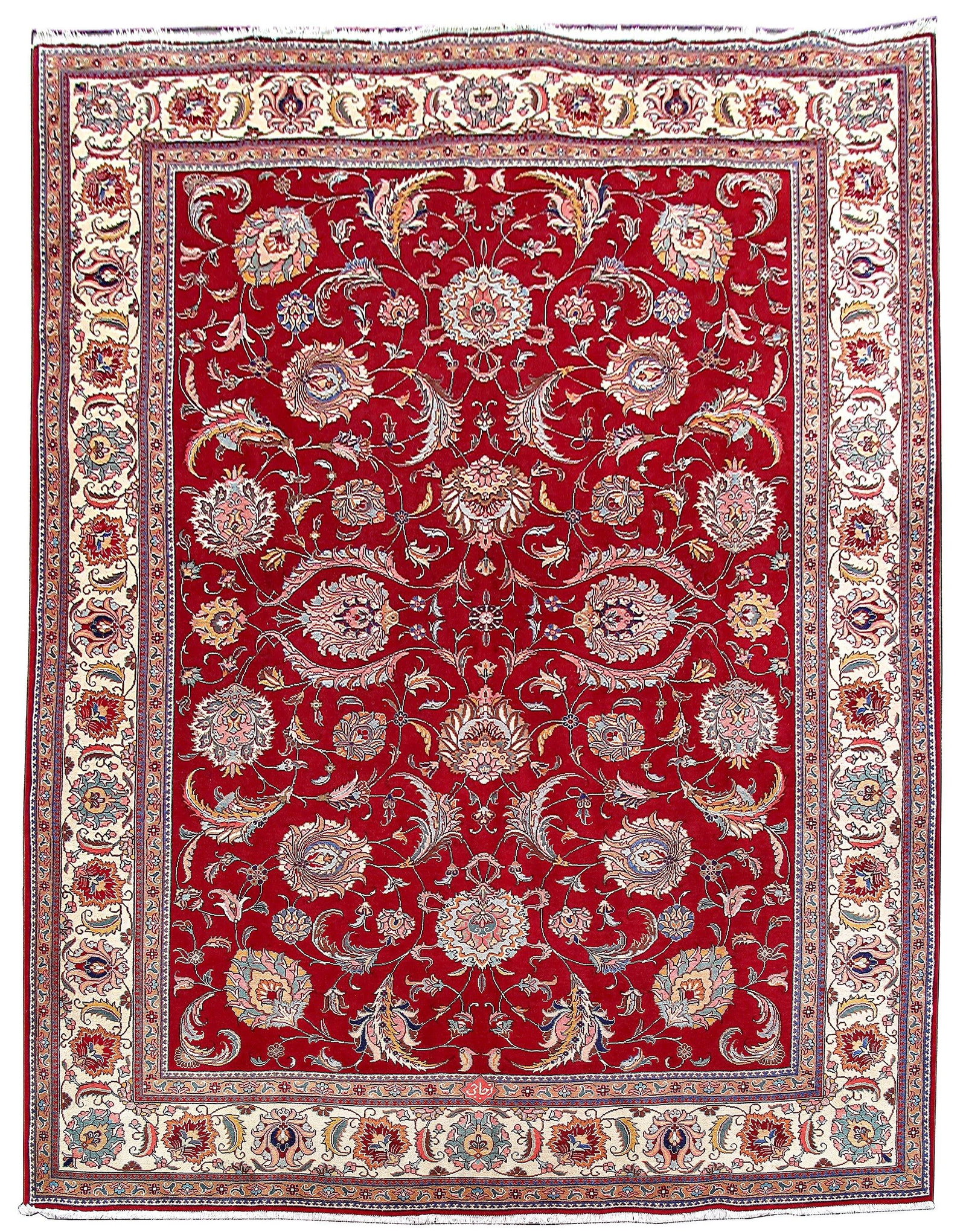 Handcrafted 9.9' x 13.3' Red Persian Tabriz Rug Fine Quality Wool (1 of 6)