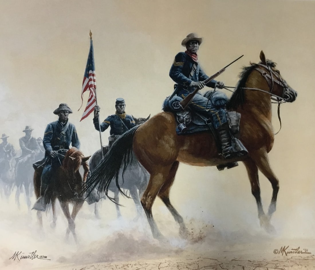 Mort Kunstler Buffalo Soldiers Limited Edition Signed Giclee Print 13/100: Mort Kunstler Buffalo Soldiers Limited Edition Signed Giclee Print 13/100 This stunning artwork titled "Buffalo Soldiers of The West" by renowned artist Mort Kunstler captures a significant moment in 