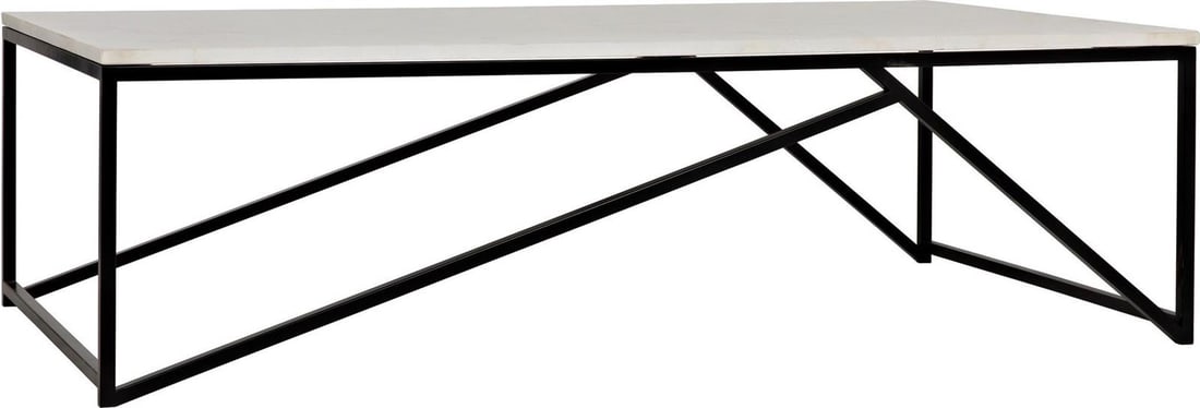 Molimo Coffee Table by Noir Bianco Crown Marble Matte Black Finish: Molimo Coffee Table by Noir Bianco Crown Marble Matte Black Finish Introducing the Exquisite Molimo Coffee Table, a stunning blend of Bianco Crown Marble and Industrial Steel, designed to elevate your