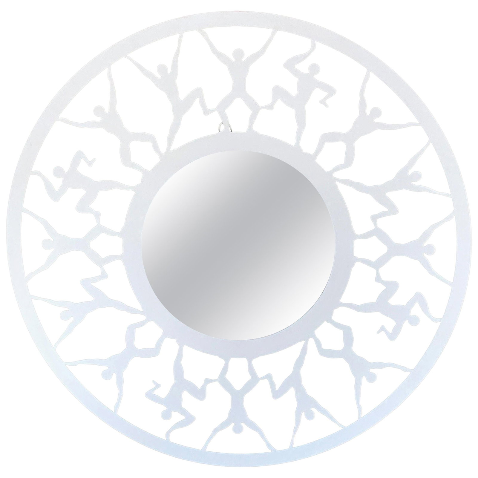 Modern White Enameled Atlas Mirror with Figural Supports 36 in (1 of 5)