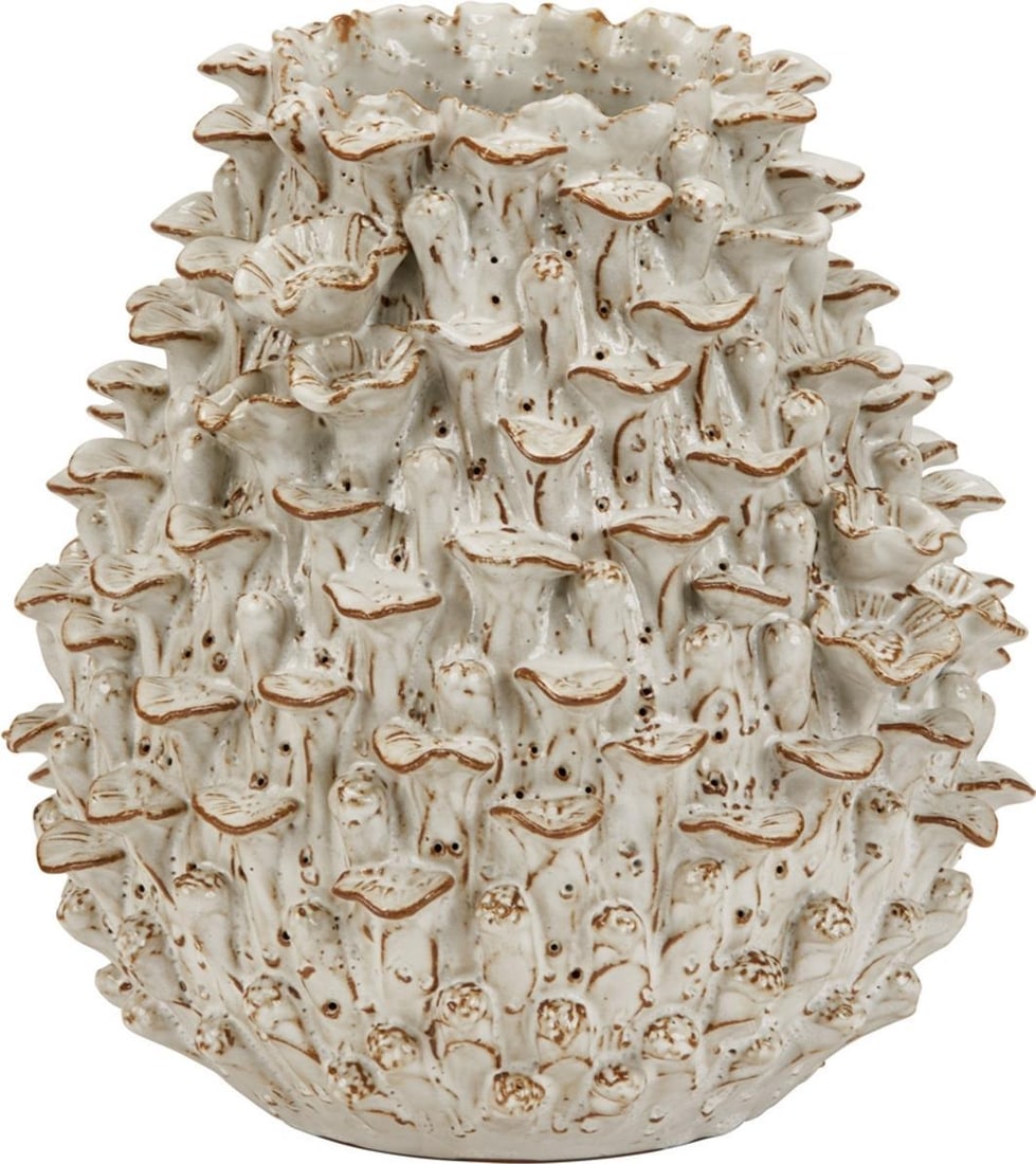 Handmade White Coral Vase 9H x 7W x 7D: Handmade White Coral Vase 9H x 7W x 7D This elegant handcrafted vase is a perfect addition to any decor. Made with care, this unique piece features a stunning white finish that enhances its charm. Wit