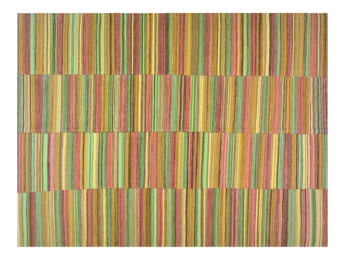 Maimana Wool Kilim Rug With Geometric Design 6'11" x 9'5": Maimana Wool Kilim Rug With Geometric Design 6'11" x 9'5" This vintage Afghan Maimana kilim is hand woven using natural wool and natural colors. It features a geometric pattern and a camel color palet