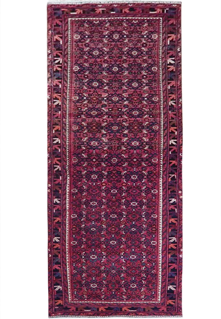 Handcrafted 3'3 x 10'3 Red Persian Herati Rug Premium Wool: Handcrafted 3'3 x 10'3 Red Persian Herati Rug Premium Wool Free continental US Shipping Transform your space with the exquisite 3' 3" x 10' 3" Red Persian Herati Rug, a stunning representation of trad