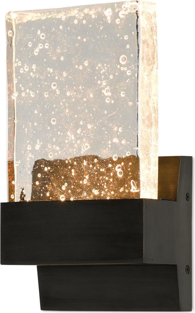 Currey Penzance LED Wall Sconce Seeded Glass Oil-Rubbed Bronze: Currey Penzance LED Wall Sconce Seeded Glass Oil-Rubbed Bronze Illuminate your space with this elegant wall sconce featuring beautiful seeded glass. Designed in a transitional style, this medium-sized