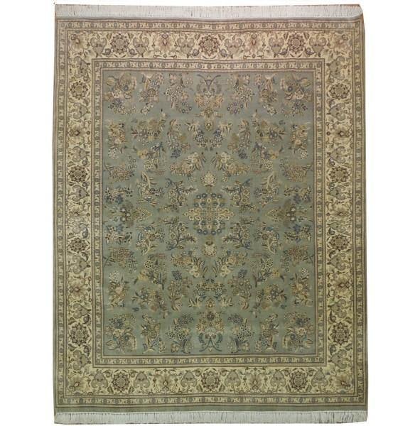 Luxurious 8 x 10.3 Hand-Knotted Sarouk Rug Sage Green Wool (1 of 6)