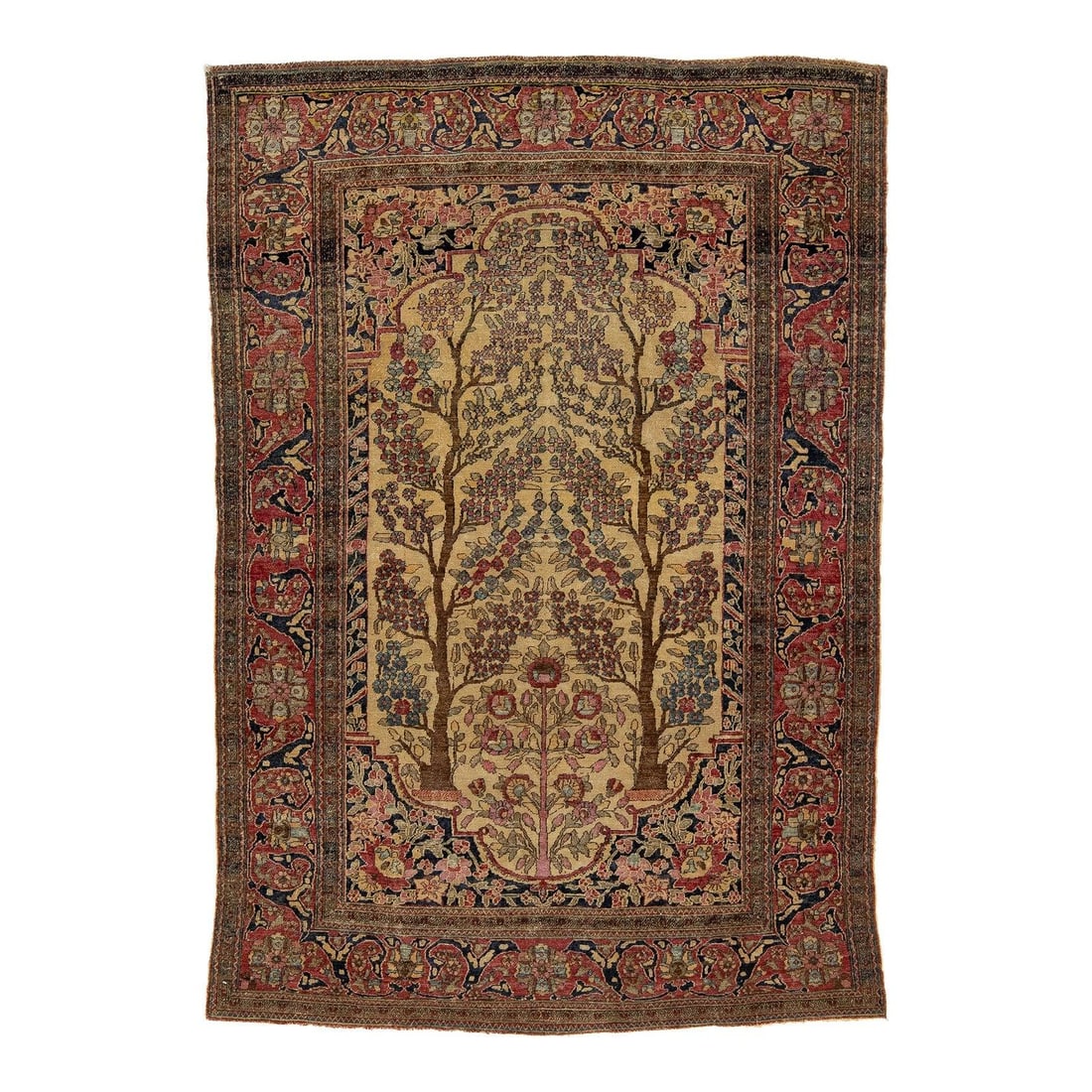 Antique Persian Isfahan Wool Rug Tan Allover Design 4'8 x 6'10 (1 of 9)