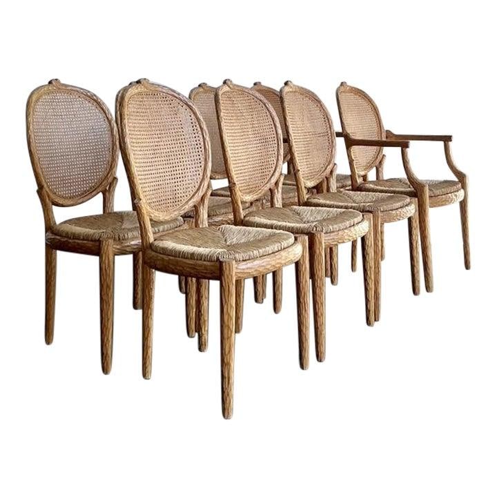 Set of 8 Lorin Marsh Faux Bois Cane and Rush Dining Chairs (1 of 10)