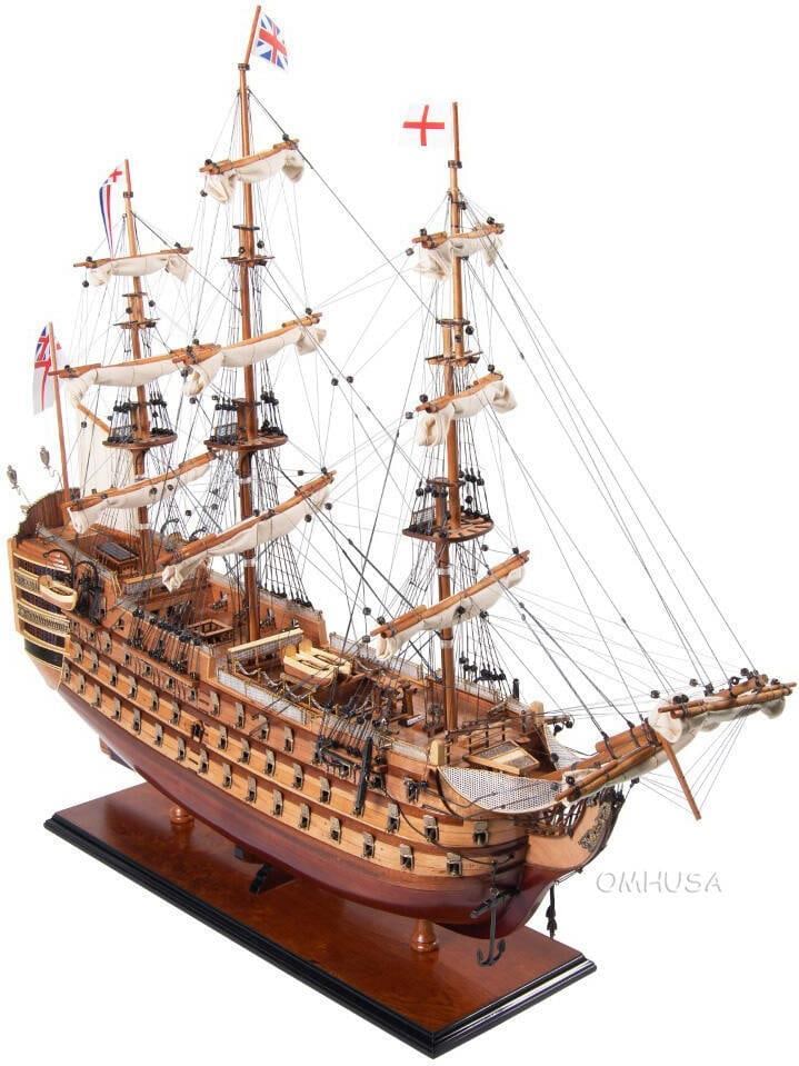 Handmade HMS Victory Replica in Dark Mahogany Display Case (1 of 2)