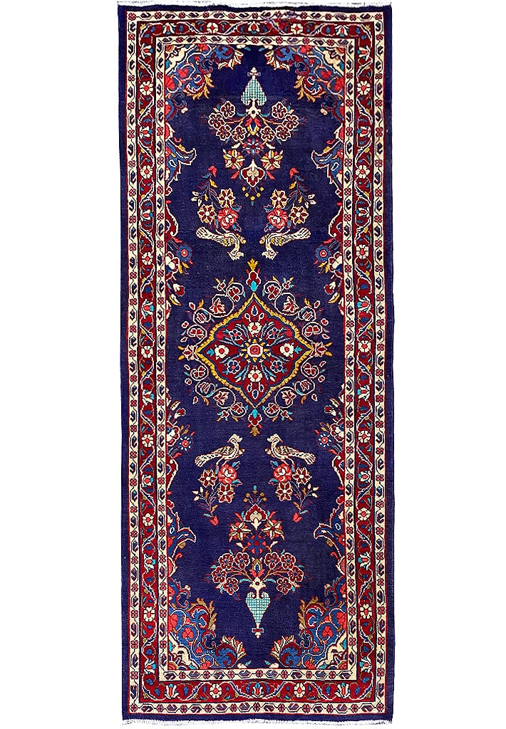 Persian Tribal Wool Rug 4.0 x 10.6 Handmade Love Birds Motif (1 of 11)