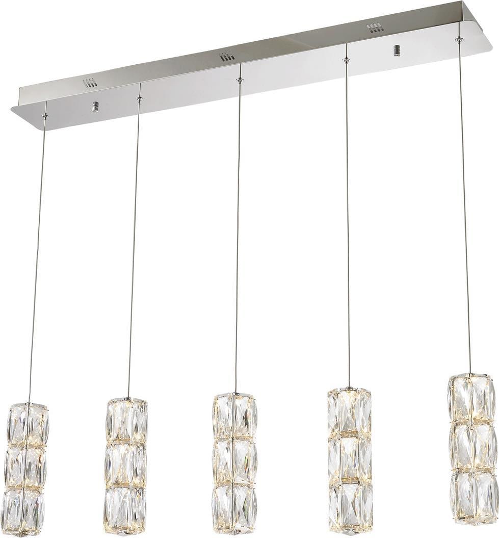 Elegant Lighting Polaris Chrome Crystal Pendant Lamp 5 Bulb Contemporary Style (1 of 1)