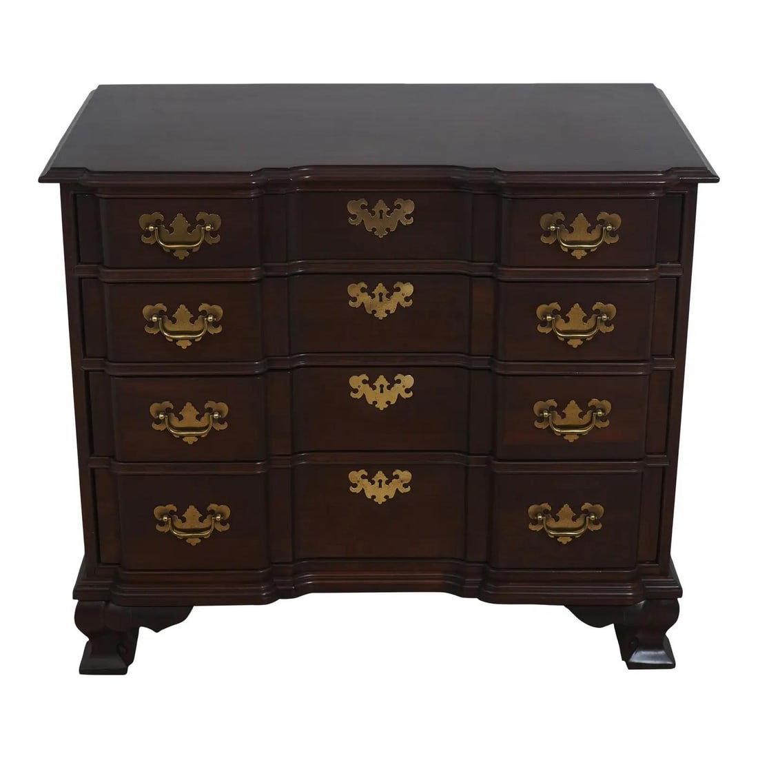 Georgian Court Cherry Wood Block Front Chest with Brass Hardware (1 of 10)