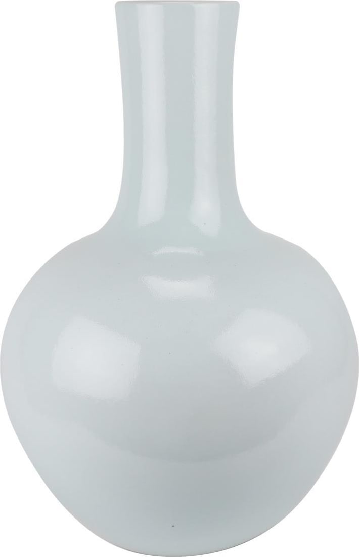Handcrafted Icy Blue Ceramic Globular Vase 21H x 14W x 14D (1 of 3)