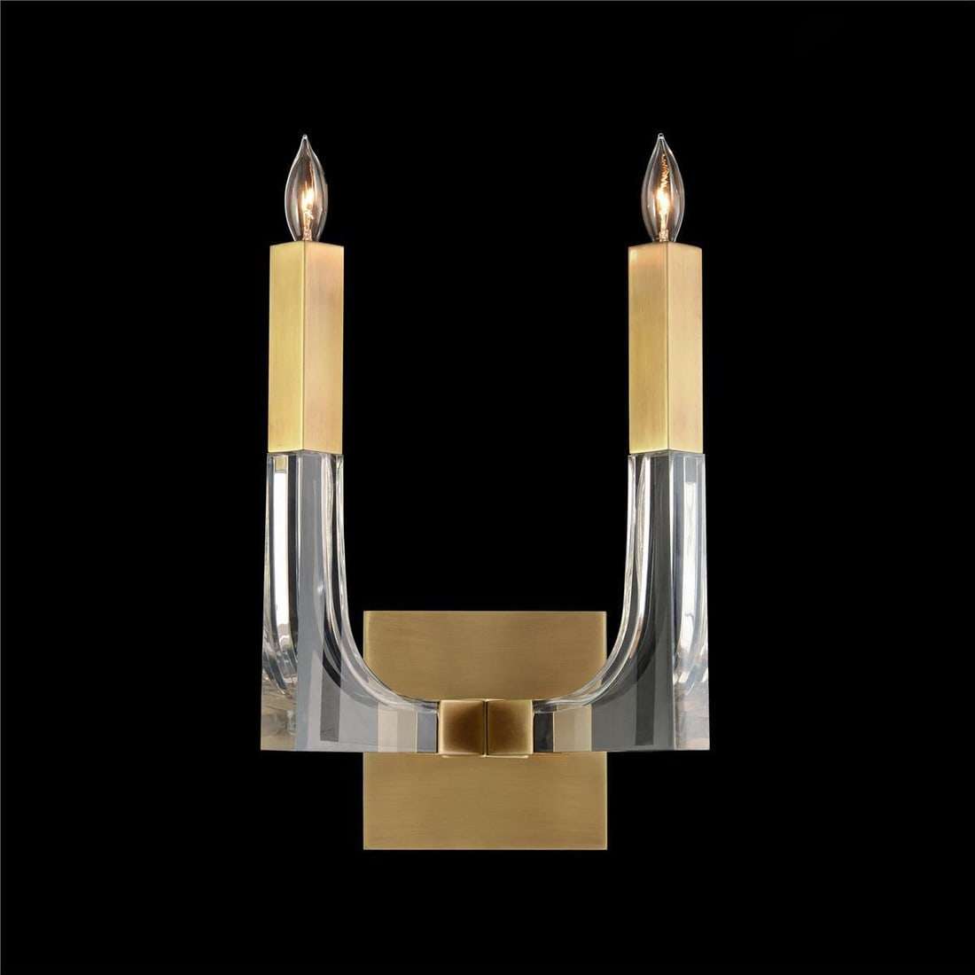 John-Richard Modern Two-Light Wall Sconce in Brass: John-Richard Modern Two-Light Wall Sconce in Brass Illuminate your space with this elegant Modern Two-Light Acrylic & Brass Sconce, designed to add a touch of vintage charm to your decor. This wall sc