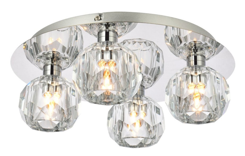 Graham 4-Light Crystal Flush Mount Chrome Ceiling Fixture 13.8in (1 of 11)
