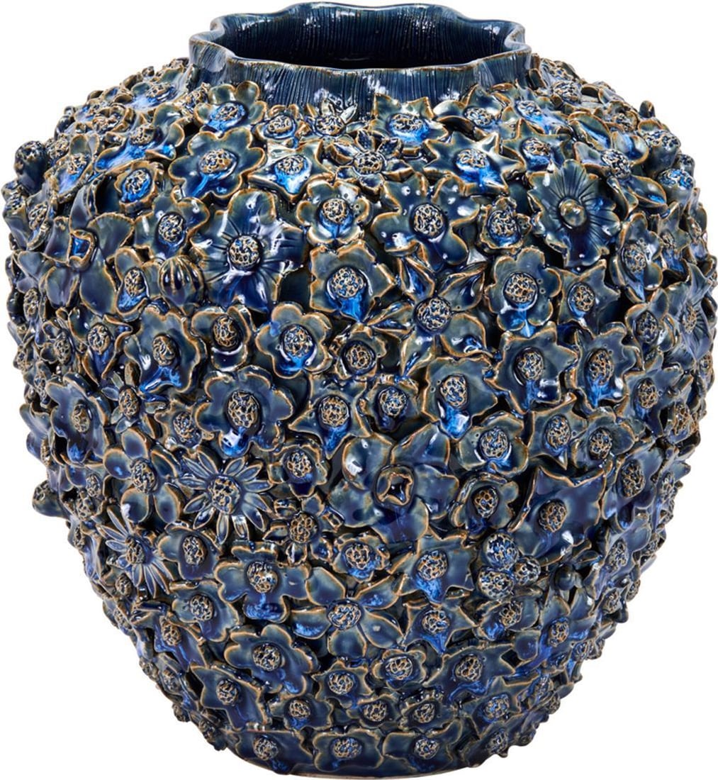 Handmade Large Floral Ceramic Vase 11H 10W 10D: Handmade Large Floral Ceramic Vase 11H 10W 10D Enhance your home decor with this elegant large floral ceramic vase. Measuring 11 inches in height and 10 inches in width and depth, this vase is perfect