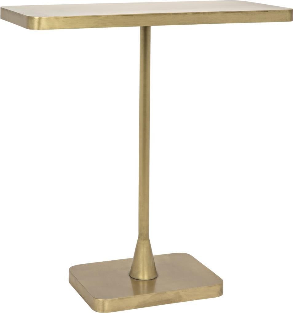 Noir Hild Brass Side Table 26H 25W 11D: Noir Hild Brass Side Table 26H 25W 11D This Elegant Hild Side Table showcases a sophisticated antique style with a striking antique brass finish. Crafted from durable metal, this side table not only a