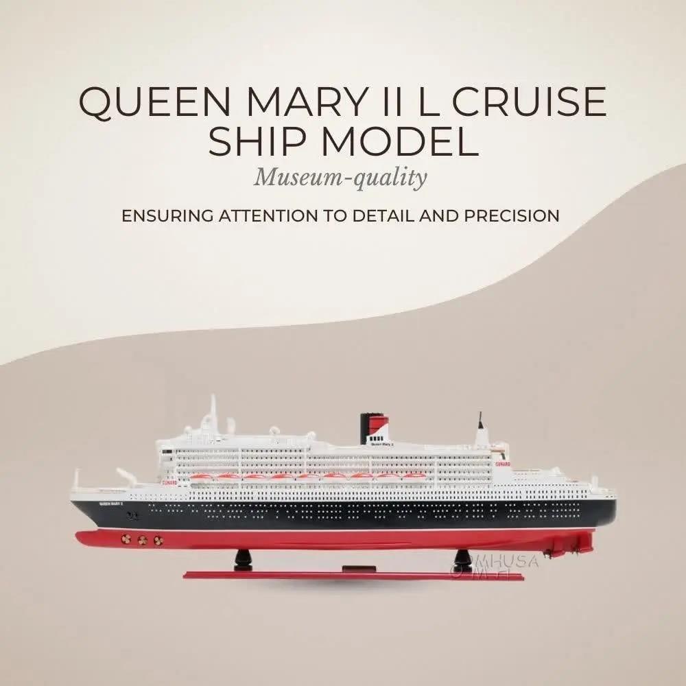 Queen Mary II Hand-Built Nautical Ship Model 13H x 40W x 5.5D (1 of 18)