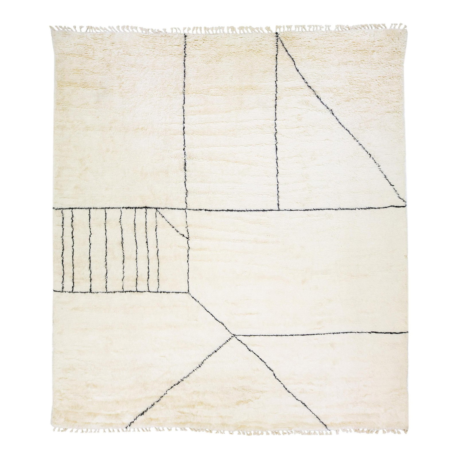 Handmade Ivory Wool Geometric Rug 13'10 x 15'10 (1 of 10)