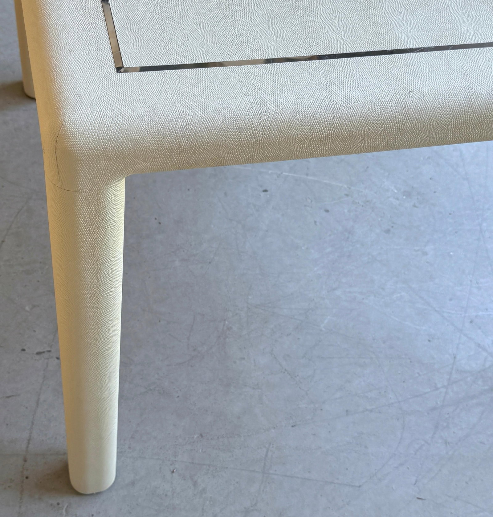 Karl Springer Attributed White Lizard Leather Chrome Games Table - 3