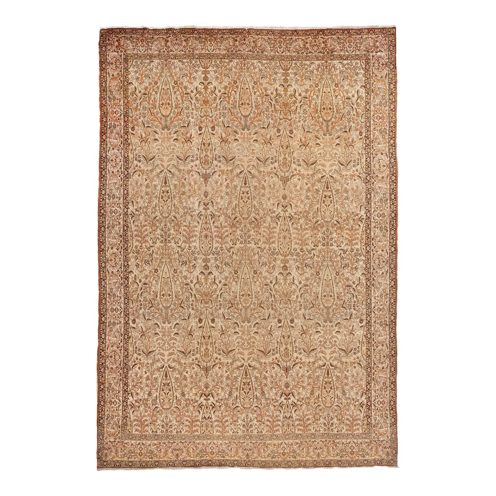 Antique Persian Tabriz Handmade Beige Wool Rug 9'1" x 13'2" Allover Floral Pattern (1 of 8)