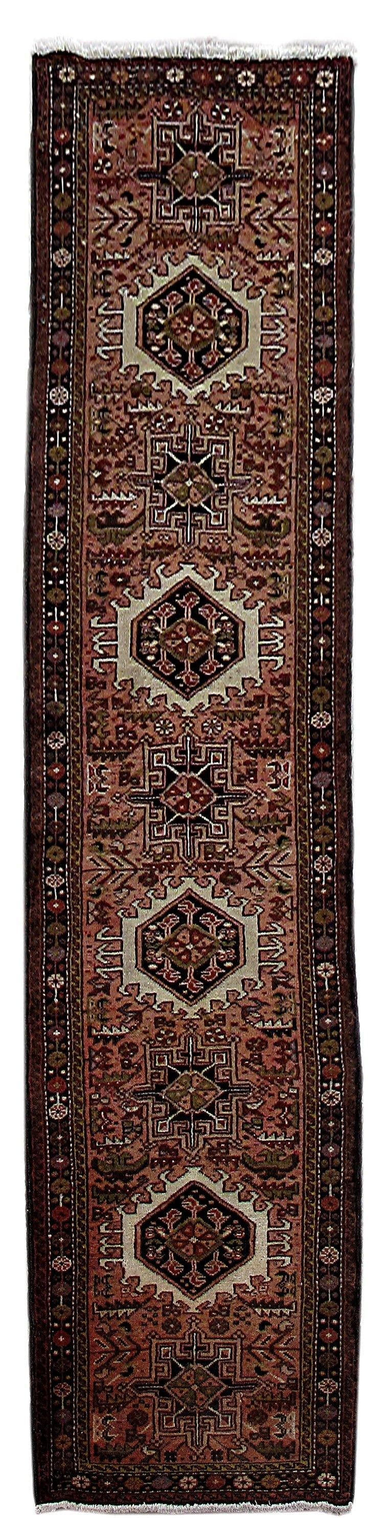 Handcrafted 2.4 x 9.4 Persian Karaja Runner Rug Pebble Grey (1 of 6)