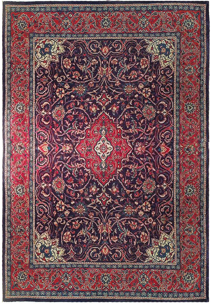 Handcrafted 8 x 10.6 Navy Blue Persian Tabriz Rug from Iran (1 of 6)