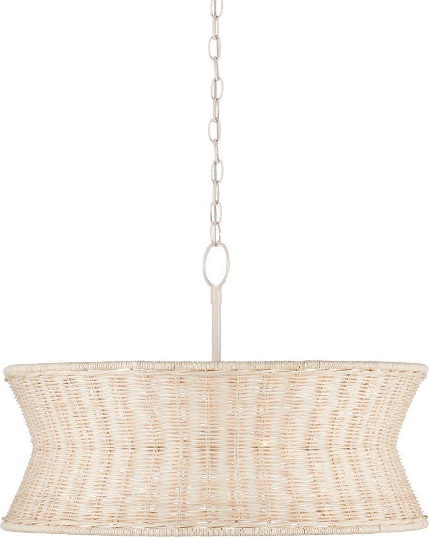 Currey Modern Phebe Adjustable Bowl Chandelier Rattan Wrought Iron (1 of 4)