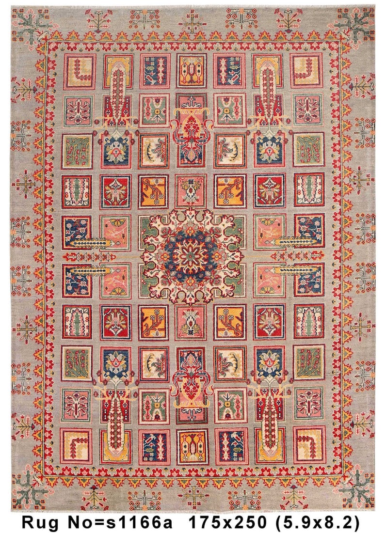 Rare Handmade Kazak Rug 5.9 x 8.2 Feet Unique Design Wool (1 of 9)