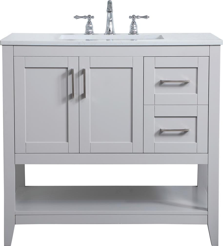 Elegant Lighting Grey Single Bathroom Vanity Brushed Nickel Finish: Elegant Lighting Grey Single Bathroom Vanity Brushed Nickel Finish Elevate your bathroom with this Grey Single Bathroom Vanity, exuding timeless appeal. Crafted from durable MDF solid wood, this vanit