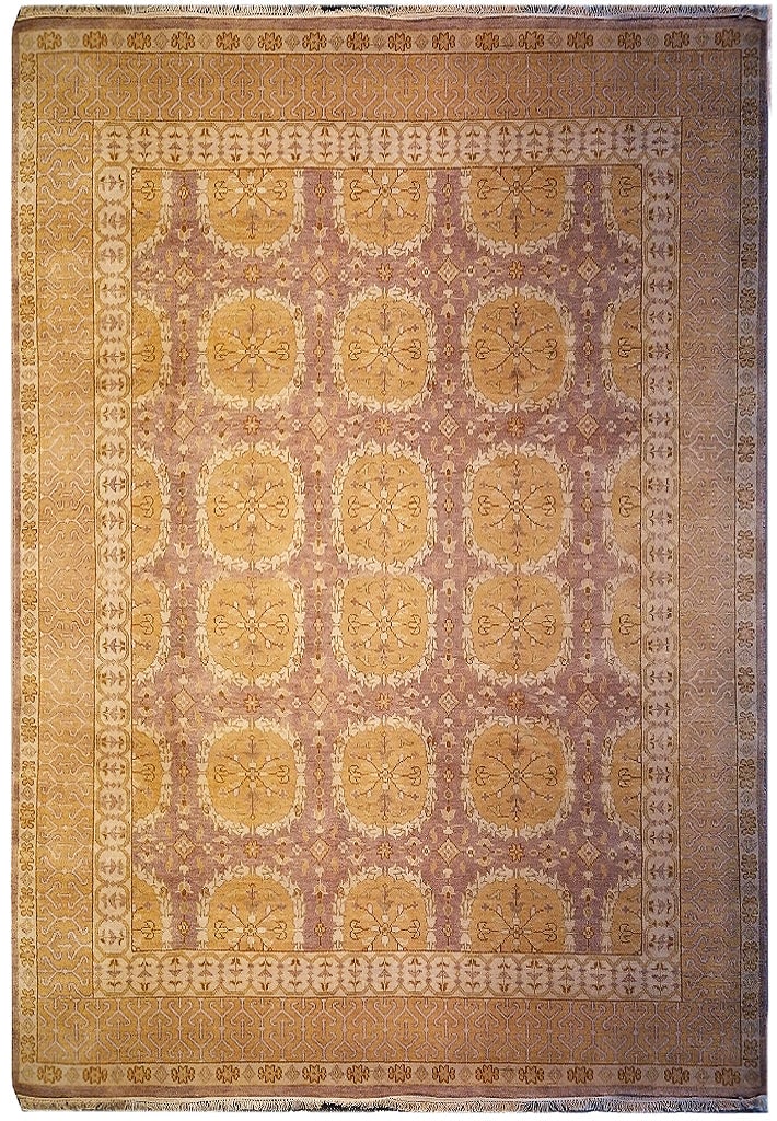 7.8 x 10.0 Handcrafted Oushak Rug in Mauve Gold Brown Lavender (1 of 11)