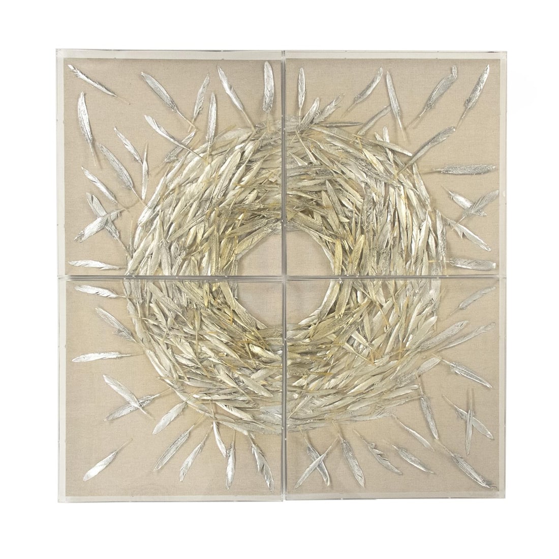 Zentique Abstract Feather Wall Art Beige Frame 15.75x15.75: Zentique Abstract Feather Wall Art Beige Frame 15.75x15.75 This beautifully crafted abstract feather art piece is framed in a stylish beige finish, adding a sophisticated touch to any decor. Designed