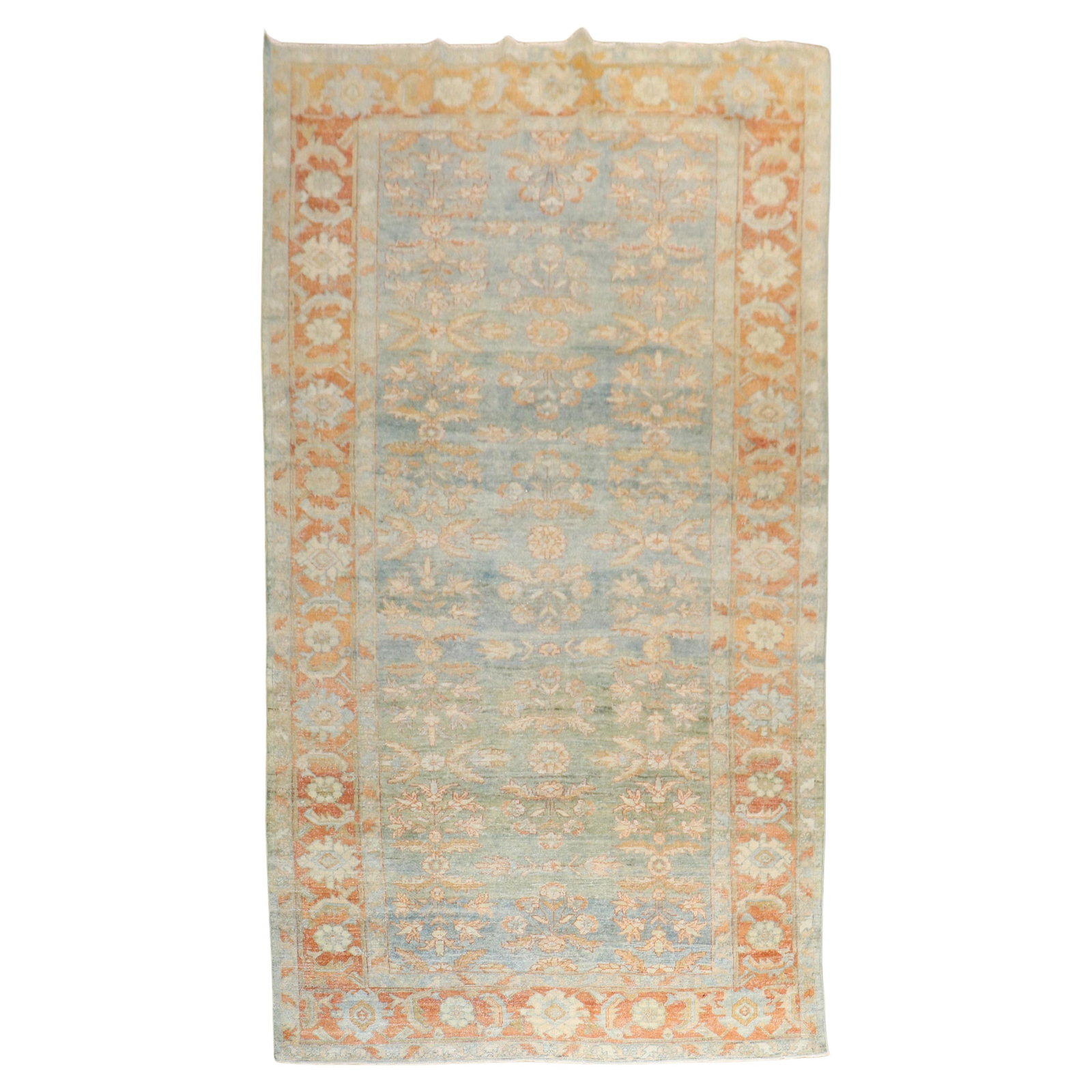 Antique Persian Mahal Gallery Size Rug Light Blue Green Wool 1920 (1 of 13)
