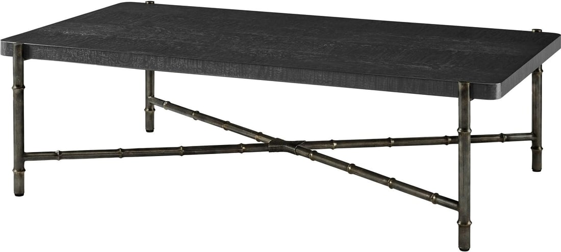 Theodore Alexander Kesden Black Cocktail Table Brass Veneer Wood (1 of 1)